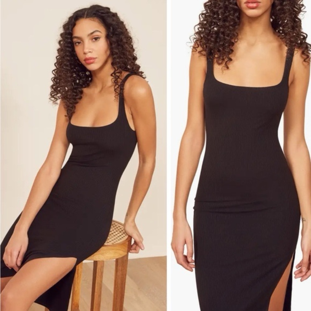 Reformation Black Midi Dress